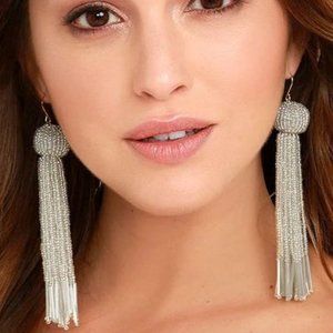 NEW* Vanessa Mooney Knot Tassel Drop Earrings Silver Color $70